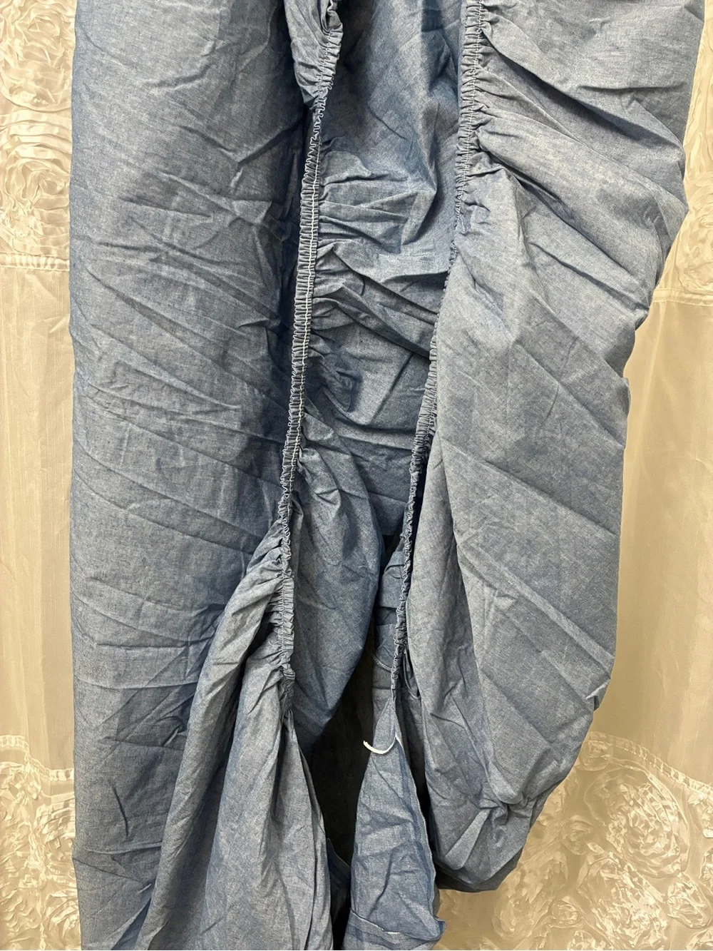 Vintage Ralph Lauren home chambray blue denim twin fitted sheet cotton